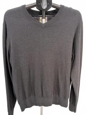 St. John's Bay Men's Sweater XL Gray Classic V-Neck Cotton Acrylic
